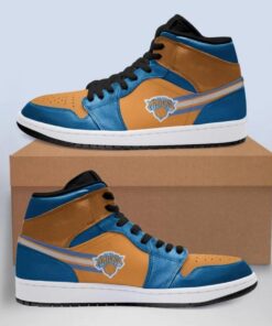New York Knicks Orange Bllue Air Jordan 1 High Sneakers Gift For Fans