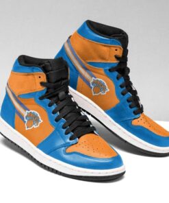New York Knicks Orange Bllue Air Jordan 1 High Sneakers Gift For Fans