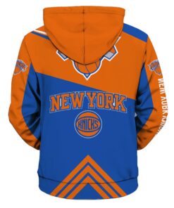 New York Knicks Orange Blue Zip Hoodie Funny Gift For Fans