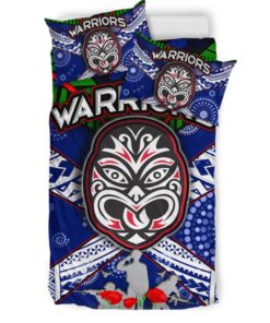 New Zealand Warriors Anzac Maori Mask Doona Cover 3