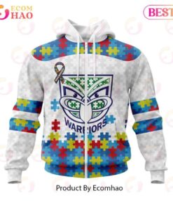 New Zealand Warriors Custom Name Number Autism Awareness Zip Hoodie Gifts For Lovers