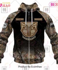 New Zealand Warriors Custom Name Number Camo Zip Up Hoodie Gift For Fans 1