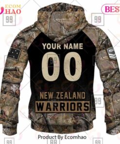 New Zealand Warriors Custom Name Number Camo Zip Hoodie Gift For Fans