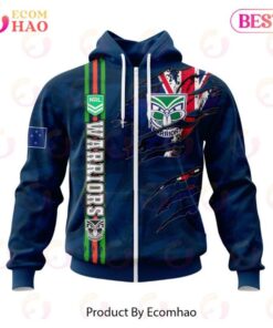 New Zealand Warriors Custom Name Number Flag Scratch Zip Hoodie Gifts For Lovers