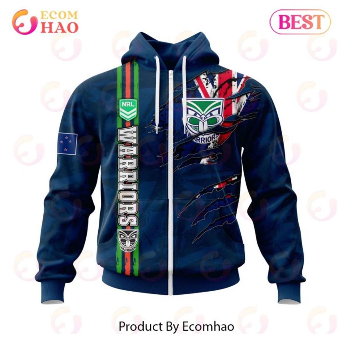 New Zealand Warriors Custom Name Number Camo Zip Hoodie Gift For Fans