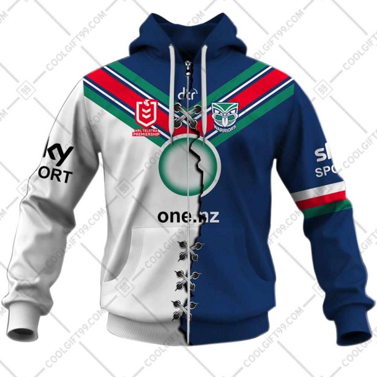 Newcastle Knights Custom Name Number Mix Jersey Zip Hoodie For Fans