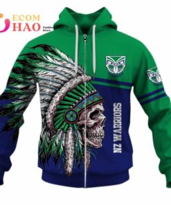 New Zealand Warriors Custom Name Number Native Skull Zip Up Hoodie Best Gift For Fans 1