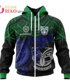 New Zealand Warriors Custom Name Number Polynesian Zip Up Hoodie Gift For Fans 1