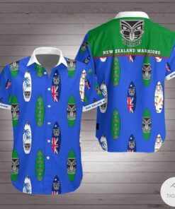 Nrl New Zealand Warriors Football Team Since 1995 Green Blue Vintage Hawaiian Shirt For Fans