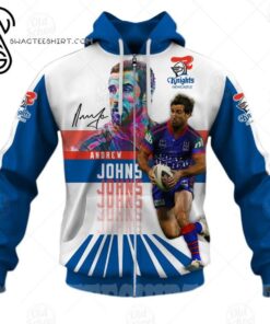 Newcastle Knights Custom Name Number Andrew Johns Zip Hoodie Best Gift For Fans