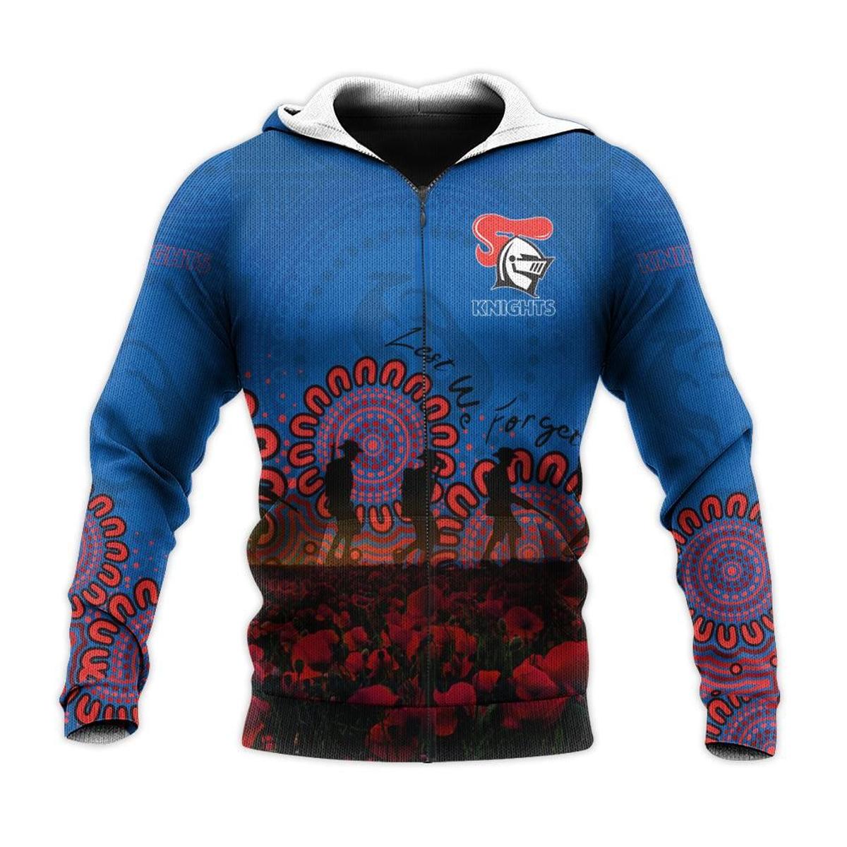 Newcastle Knights 2023 Anzac Day Zip Hoodie Gift For Fans