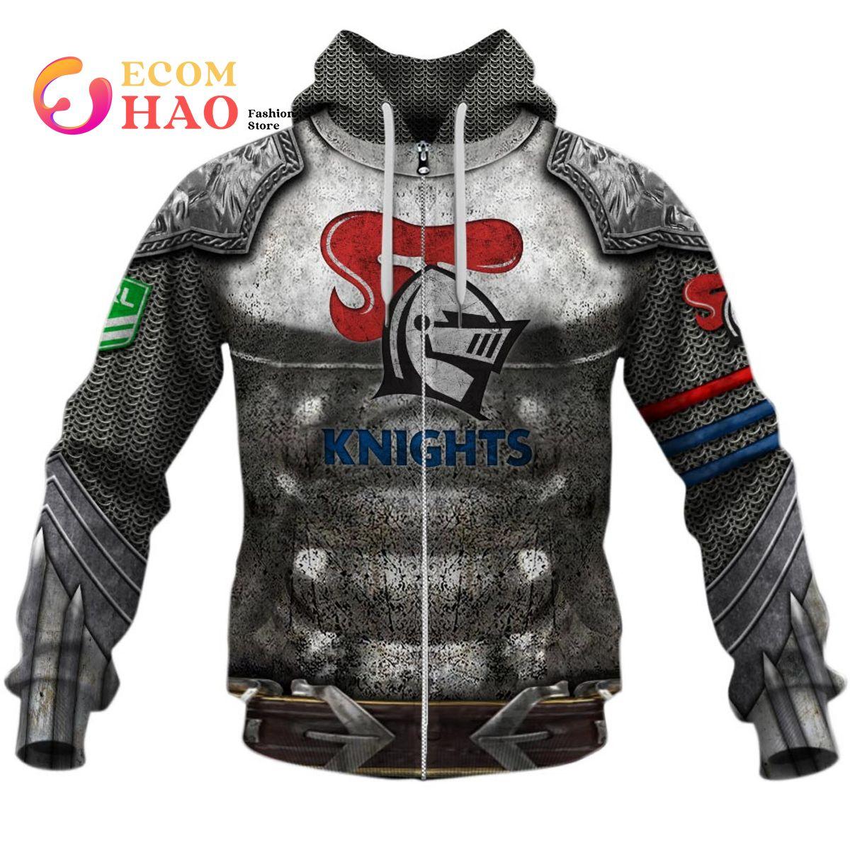 Newcastle Knights Custom Name Number Armor Zip Hoodie Gifts For Lovers