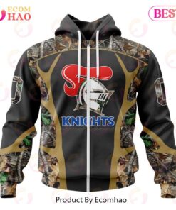 Newcastle Knights Custom Name Number Camo Zip Hoodie Best Gift For Fans