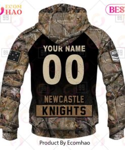 Newcastle Knights Custom Name Number Camo Zip Hoodie Best Gift For Fans