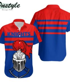 Newcastle Knights Symbol With Stripes Lines Red Blue Hawaiian Shirt Best Gift For Nrl Fans