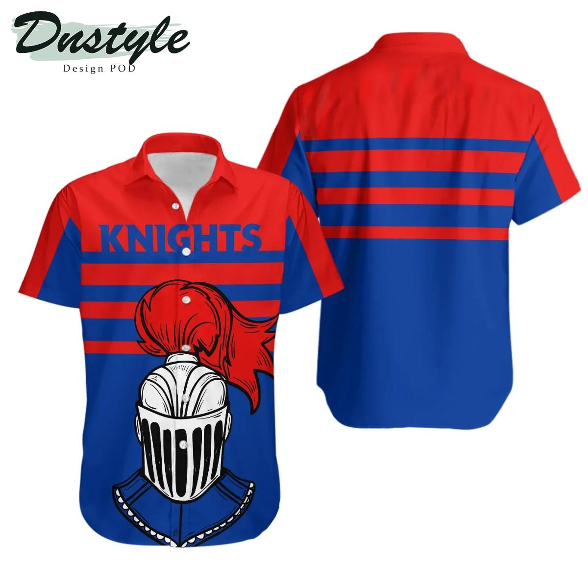 Nrl Newcastle Knights Symbol With Stripes Lines Vintage Aloha Shirt Best Gift For Fans