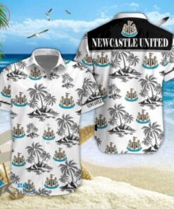 Newcastle United Fc Tropical Coconut Black White Vintage Hawaiian Shirt