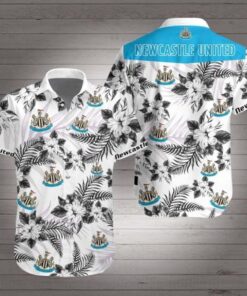 Newcastle United Fc Tropical Coconut Black White Vintage Hawaiian Shirt