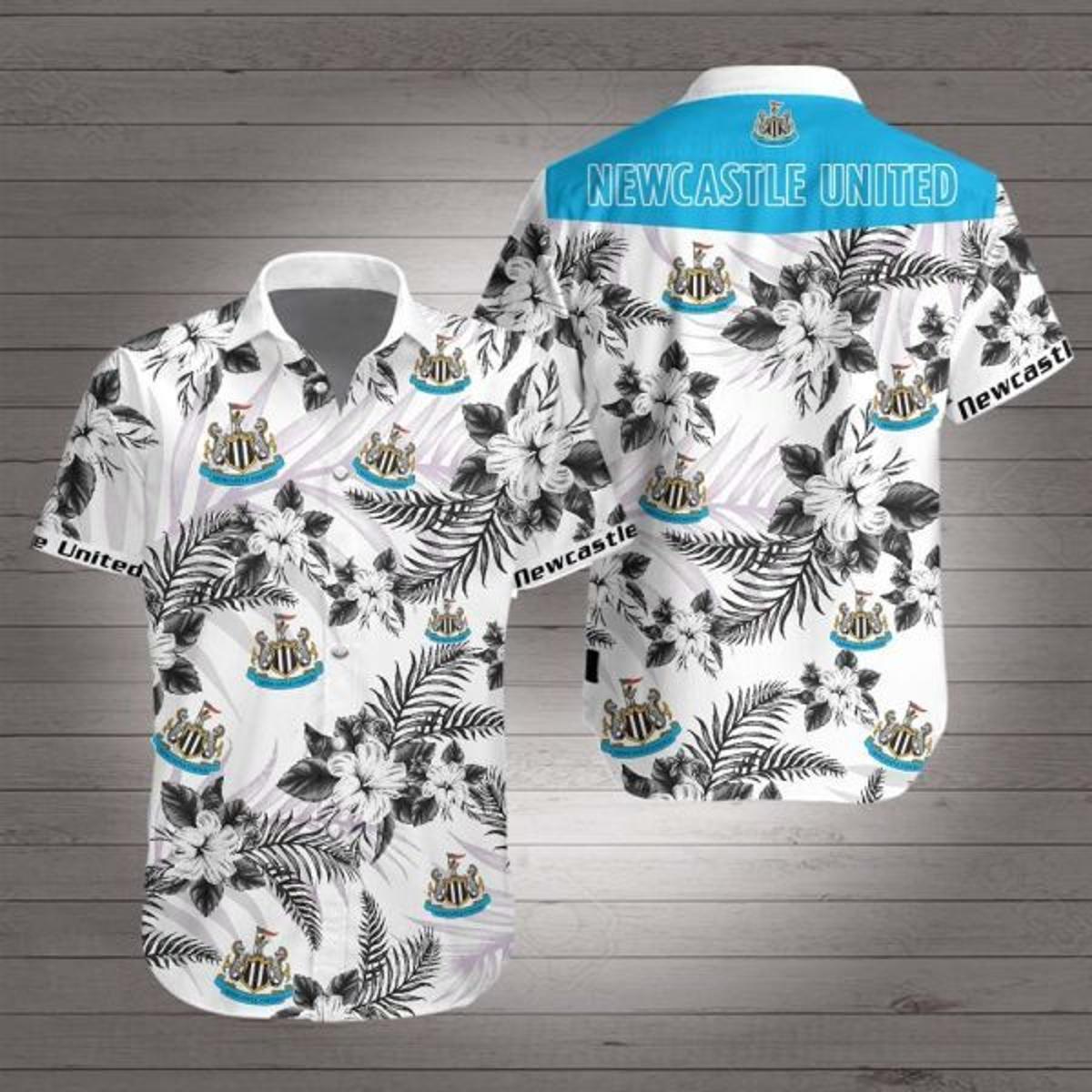 Newcastle United Fc Black White Floral Aloha Shirt Best Outfit For Fans