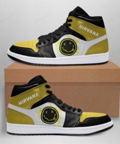 Nirvana Air Yellow Black Jordan 1 High Sneakers