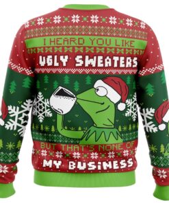 None Of My Business Kermit The Frog Ugly Christmas Sweater Gift 2