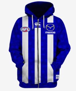 North Melbourne Kangaroos Custom Name Number Home Guernsy Blue Best Zip Hoodie