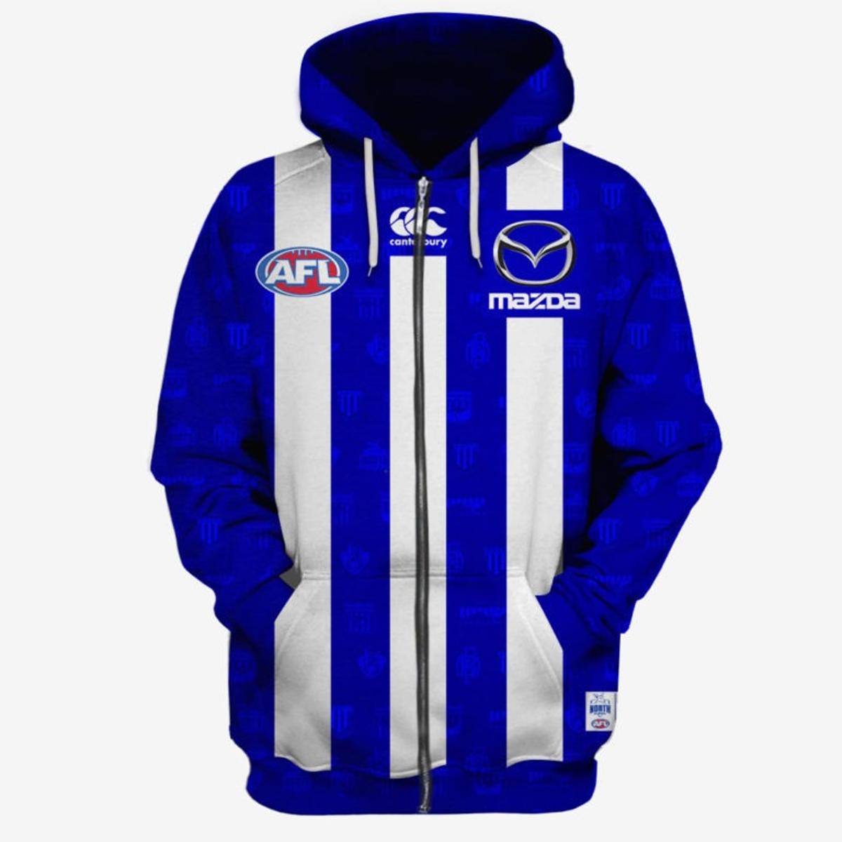 North Melbourne Kangaroos Custom Name Number Fight Cancer Zip Hoodie