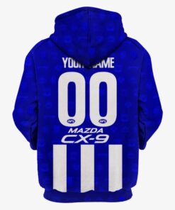 North Melbourne Kangaroos Custom Name Number Home Guernsy Blue Best Zip Hoodie