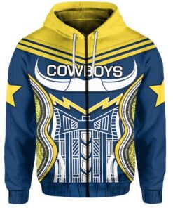 North Queensland Cowboys Blue Zip Up Hoodie Best Gift For Fans 1