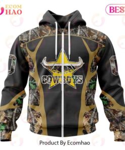 North Queensland Cowboys Custom Name Number Camo Zip Hoodie Funny Gift For Fans