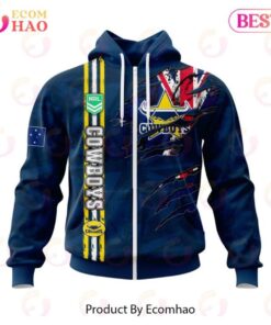 North Queensland Cowboys Custom Name Number Flag Scratch Zip Hoodie Gift For Fans