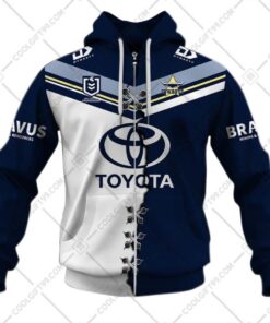 North Queensland Cowboys Custom Name Number Mix Jersey Zip Hoodie Black And White