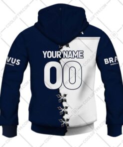 North Queensland Cowboys Custom Name Number Mix Jersey Zip Up Hoodie Black And White 2