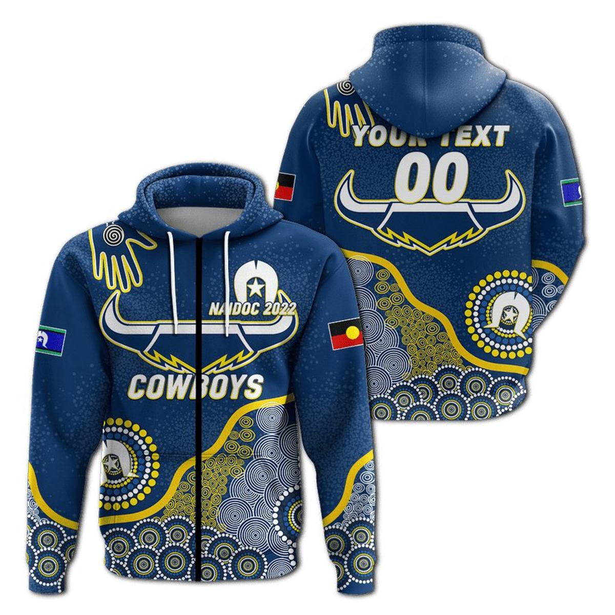 North Queensland Cowboys Custom Name Number Camo Zip Hoodie Funny Gift For Fans