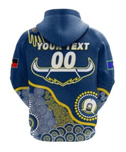 North Queensland Cowboys Custom Text Number Naidoc Aboriginal Zip Up Hoodie Gift For Fans 3