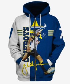 North Queensland Cowboys Johnathan Thurston Zip Up Hoodie Best Gift For Fans 20149