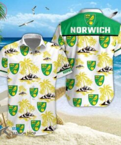 Norwich City Fc Logo Patterns Green Yellow Coconut Island Aloha Shirt