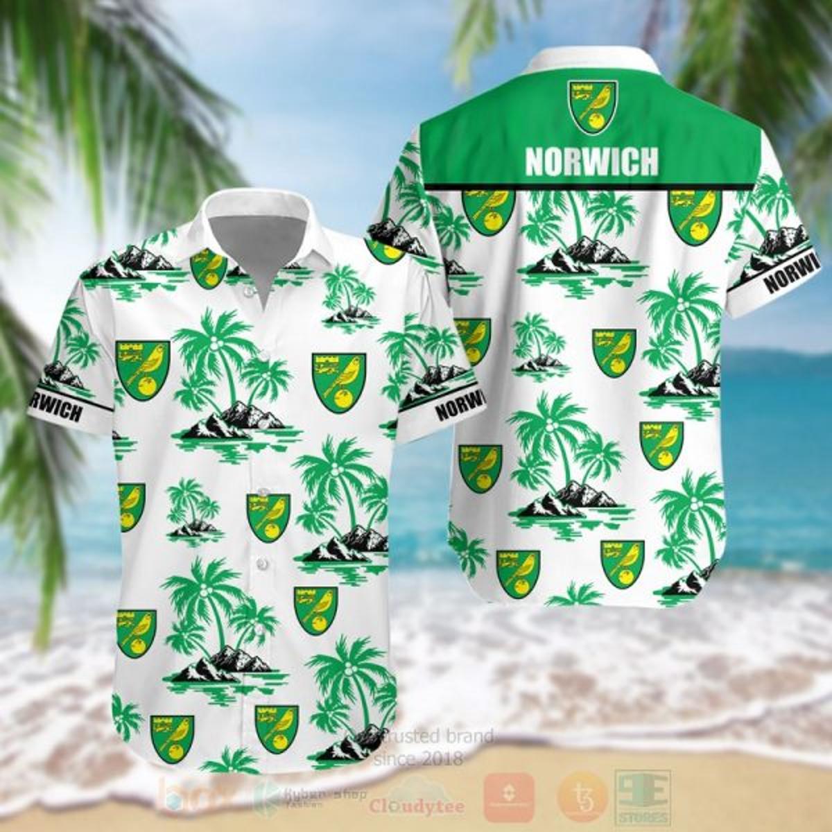 Norwich City Fc Yellow Green Floral Aloha Shirt Best Outfit For Fans