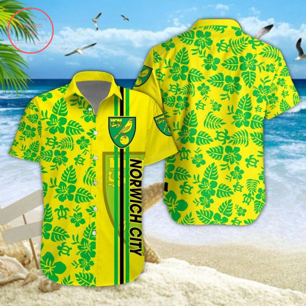 Norwich City Fc White Green Coconut Island Tropical Hawaiian Shirt For Men Women