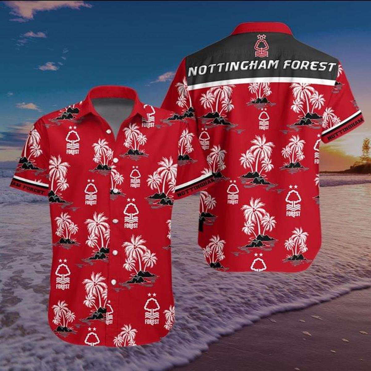 Nottingham Forest Fc Summer Patterns Red Brown Tropical Hawaiian Shirt Gift For Fans