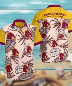 Nrl Brisbane Broncos Team Logo Tropical Aloha Shirt Best Gift Ideas