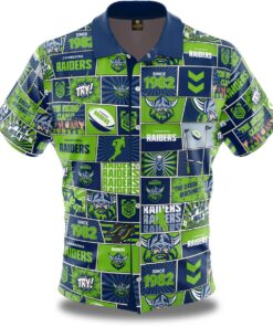 Nrl Canberra Raiders Green Blue Vintage Hawaiian Shirt Size From S To 5xl