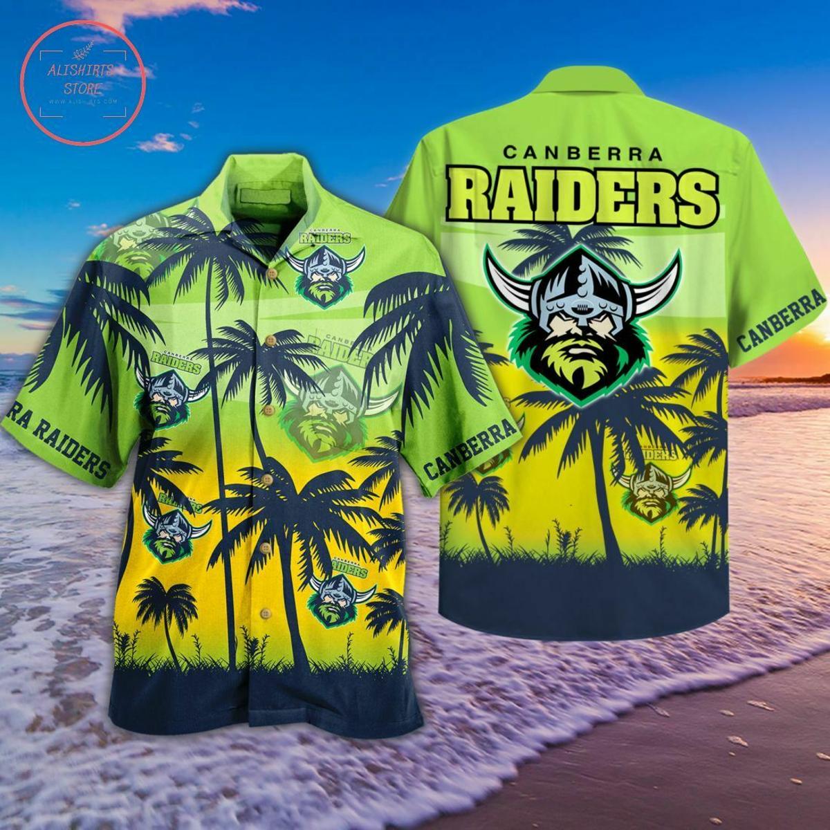 Nrl Canberra Raiders Green Blue Vintage Hawaiian Shirt Size From S To 5xl