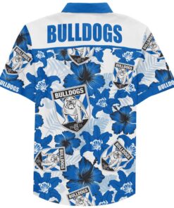 Nrl Canterbury-bankstown Bulldogs Blue Yellow Lily Hibicus Patterns Custom Text Hawaiian Shirt