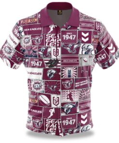 Nrl Manly Warringah Sea Eagles Purple Tropical Hawaiian Shirt Size From S To 5xl