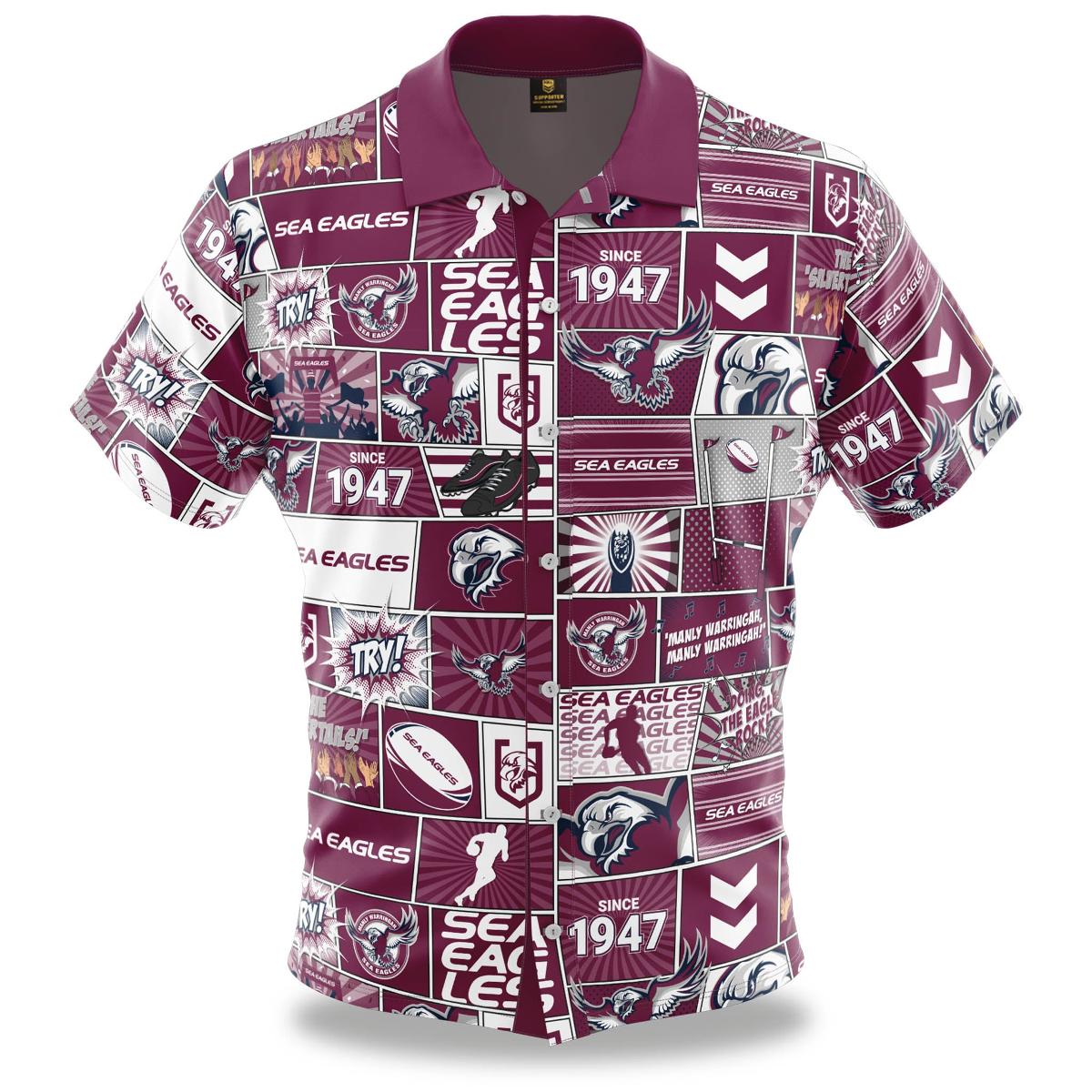 Manly Warringah Sea Eagles Summer Surfboard Tropical Aloha Shirt Best Outfit For Nrl Fans