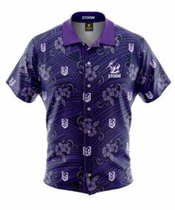 Nrl Melbourne Storm Dark Purple Floral Hawaiian Shirt Best Gift For Fans