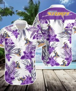 Nrl Melbourne Storm White Purple Floral Tropical Aloha Shirt For Men Women Fans