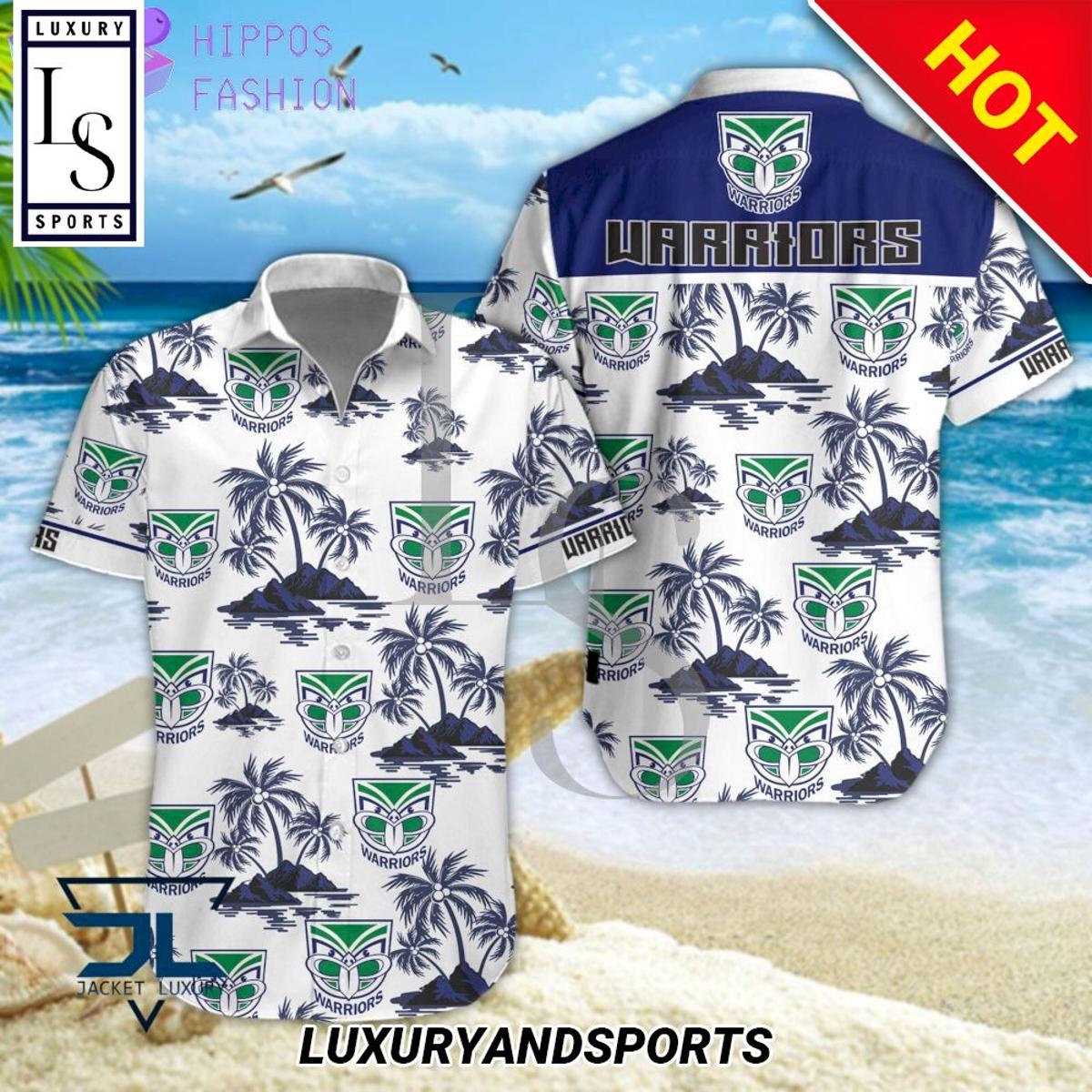 New Zealand Warriors Blue Green Vintage Aloha Shirt Best Outfit For Nrl Fans