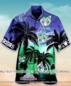 Nrl New Zealand Warriors Logo Palm Trees Patterns Vintage Hawaiian Shirt Gift For Fans